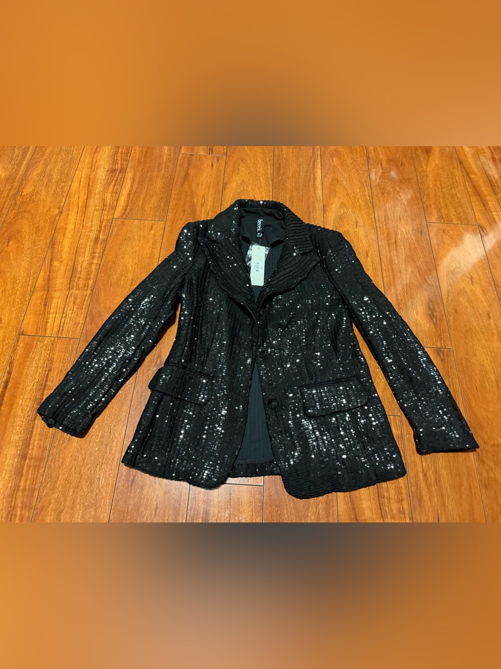 berek Black Sequin Blazer Jacket